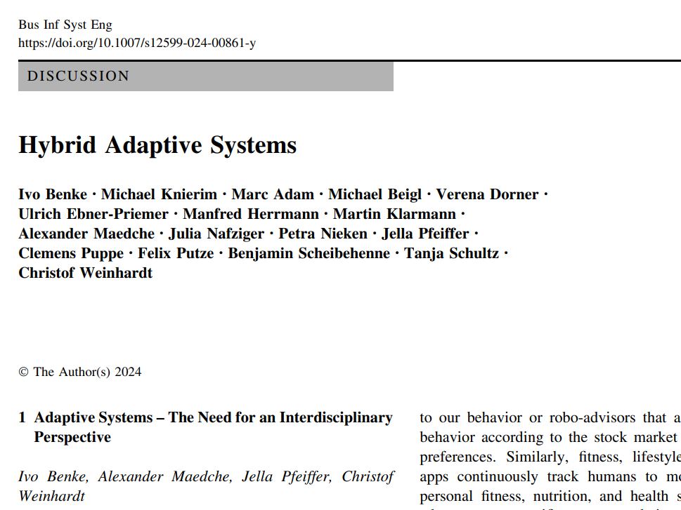 New Publication in BISE: Hybrid Adaptive Systems 