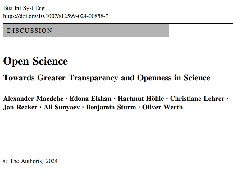 New Publication in BISE: Open Science – Towards Greater Transparency and Openness in Science 